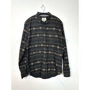 American Eagle Outfitters Button‎ Shirt Black Brown Country Western Aztec M Soft